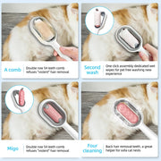 Cat Hair Brush With Water, Sticky Brush For Cats, 4 In-1 Cat Grooming Brush Creative Update Cat Dog Grooming Comb With Water Tank Double-Sided Hair Removal Brush Kitten Pet Supplies Accessories